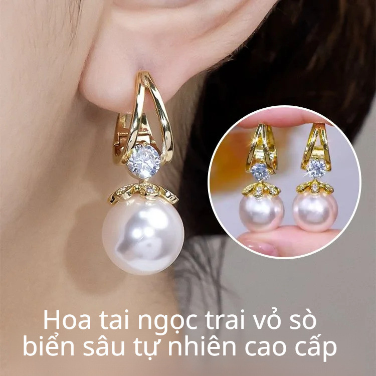 【100% Natural Pearl】HFH Luxury Deep Sea Shell Pearl Earrings / Natural Pearl Earrings / Shell Jewelr