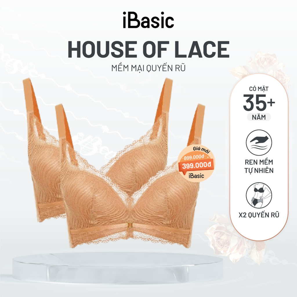 Combo 2 áo ngực iBasic có gọng mút mỏng ren cup T-Shirt iBasic BRAW132