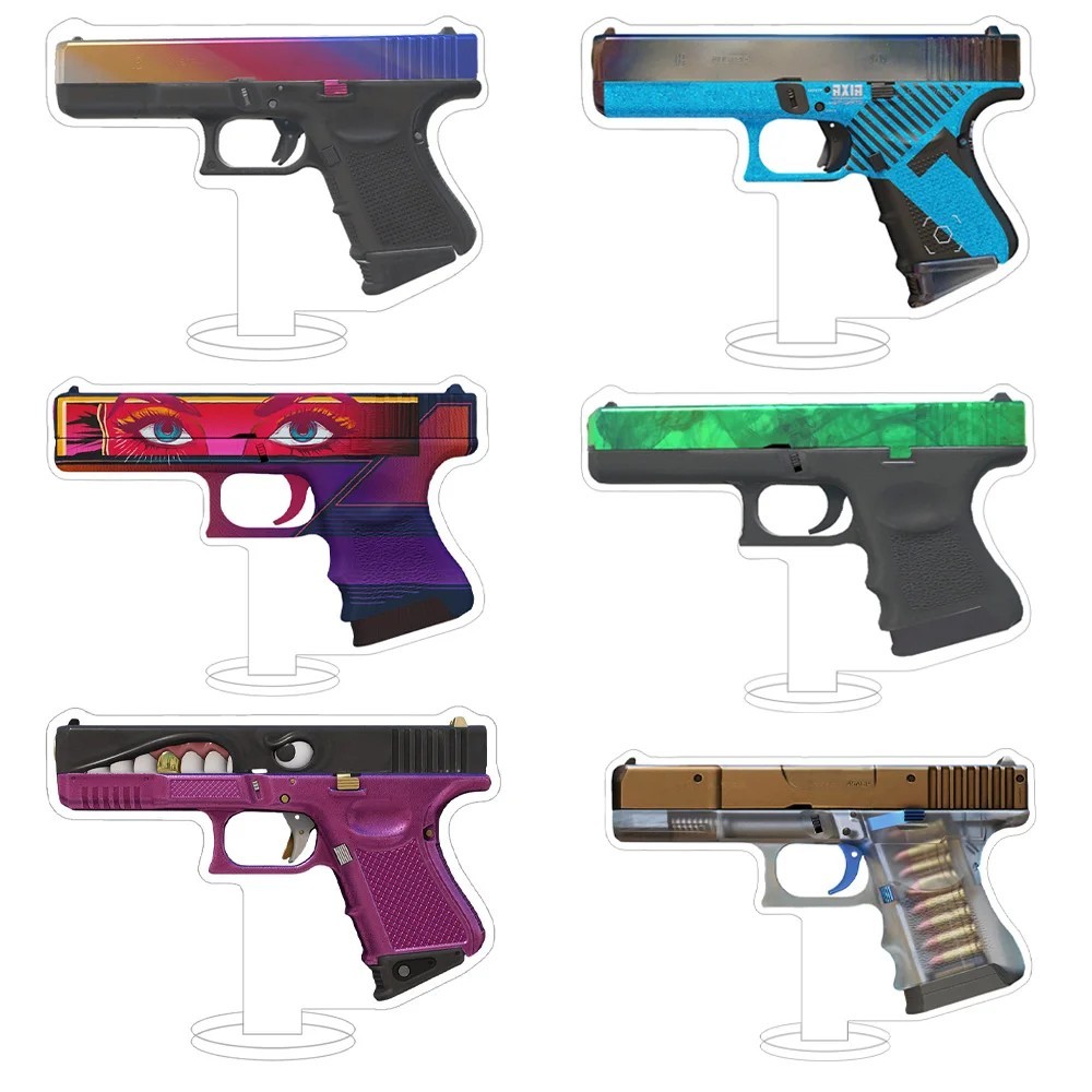 Mô hình Standee súng Glock 18 CS2 CSGO mica Acrylic skin Twilight Galaxy Candy Apple Fade Gold Toof 