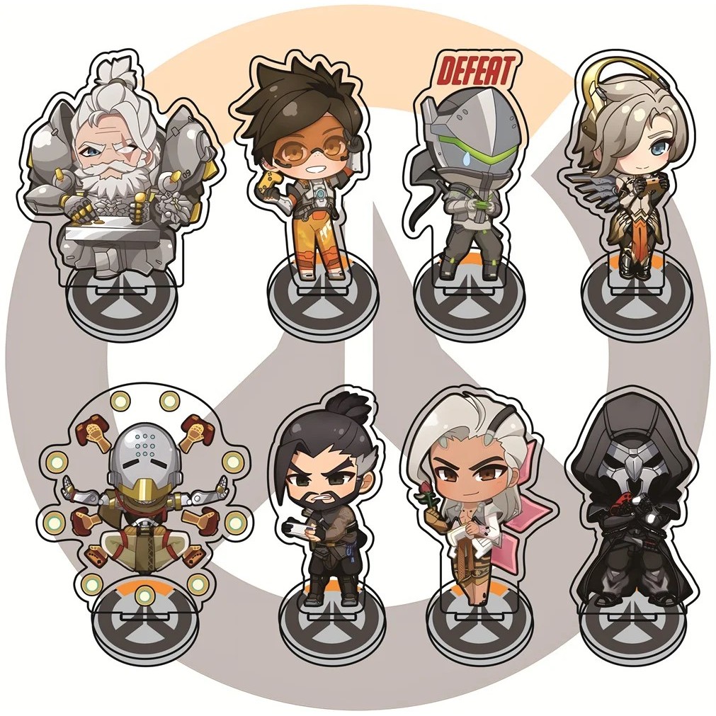Standee Overwatch 2 mô hình mica Acrylic trang trí bàn học Zenyatta McCree D.Va Genji Mercy Hanzo ch