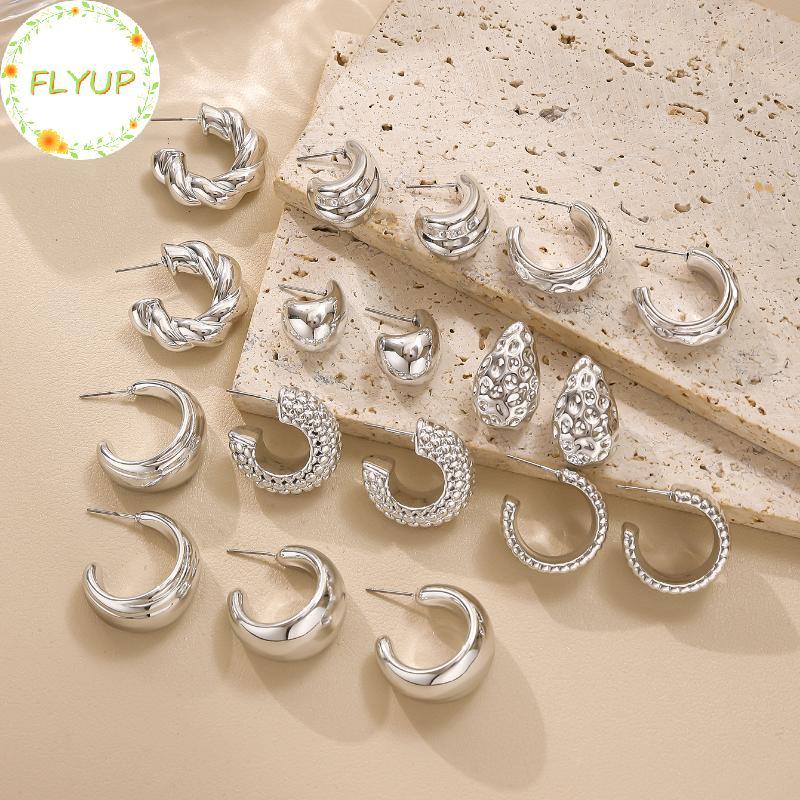 Flyup - Vòng Bông Tai Giọt Nước Hình Chữ C Thanh Lịch & Cá Tính, Phù Hợp Cho Tiệc Tùng Hàng Ngày, Qu