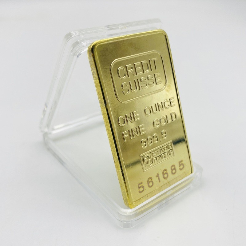 3 / 13 Xuyên Biên Giới Sản Phẩm Hot Swiss Bank One Ounce 999.9 Số Laser Mô Phỏng Đồng Xu Vàng Thanh 