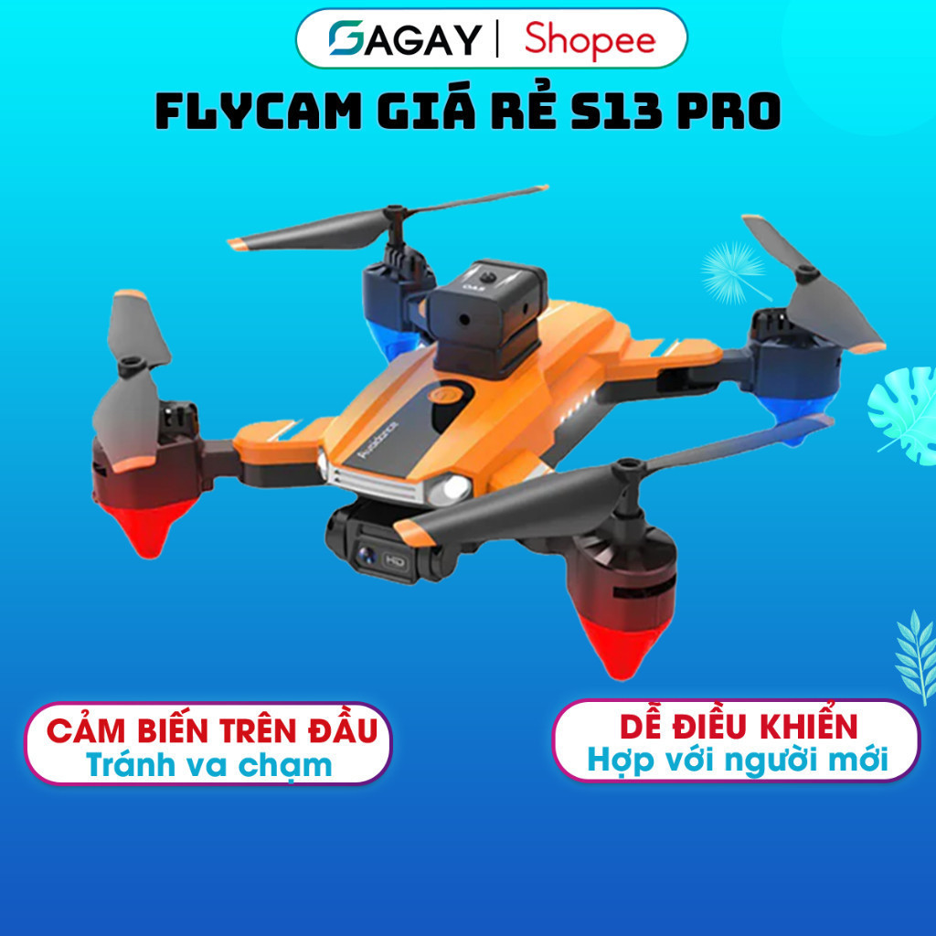 Flycam máy bay điều khiển từ xa S13 pro, cảm ứng va chạm, flycam giá rẻ mini camera kép HD