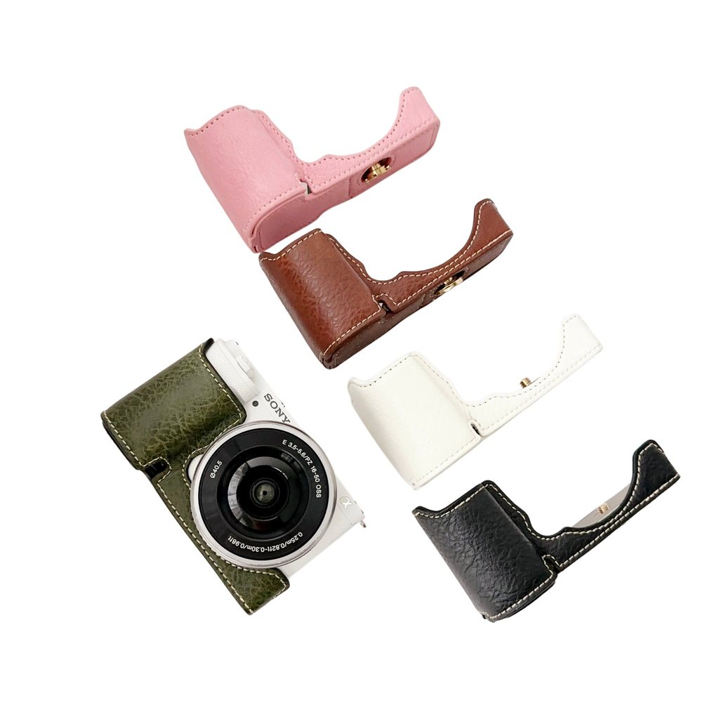 Thích hợp cho Sony ZVE10 Đế họa tiết vải thiều bảo vệ Sony ZV-E10 Túi đựng máy ảnh Bao da nửa