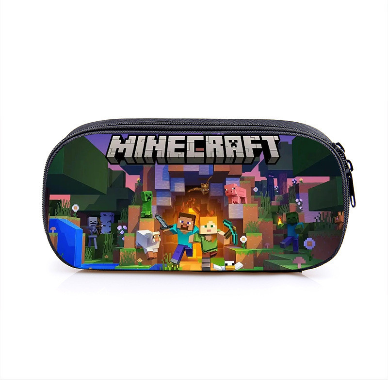 Minecraft Pencil Case Sinh Viên Dung Tích Lớn Lưu Trữ Hộp Đựng Bút Chì Polyester Chống Bụi Bẩn Trẻ E