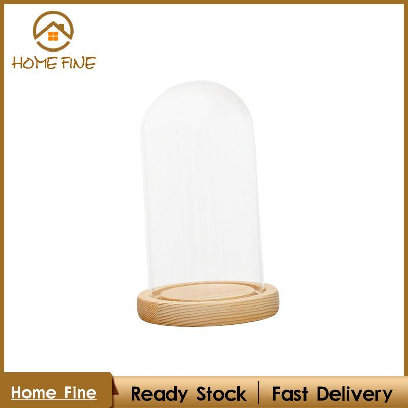Màn hình trang trí Cloche Dome Glass Bell Jar Chân đế bằng gỗ để trang trí nội thất Trung tâm sang t