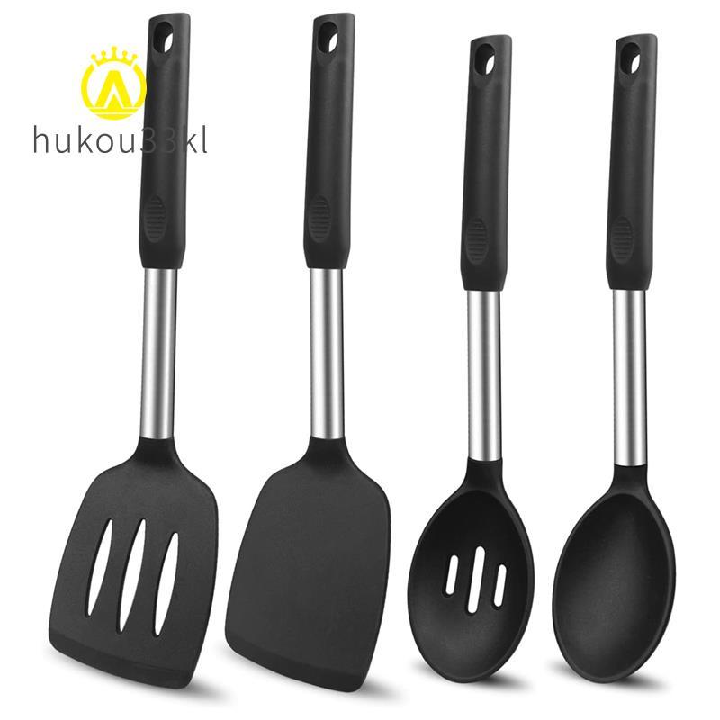 Thìa nấu ăn bằng silicon và thìa Bộ dụng cụ nấu ăn bằng silicon chống dính Thìa nhà bếp lớn