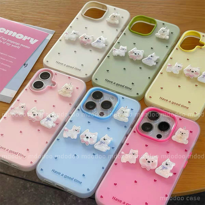 Cute 3D Puppy Polka Dot Heart Colorful ốp lưng For Motorola G54 5G G53 G45 G30 G34 G24 G23 G22 G20 G