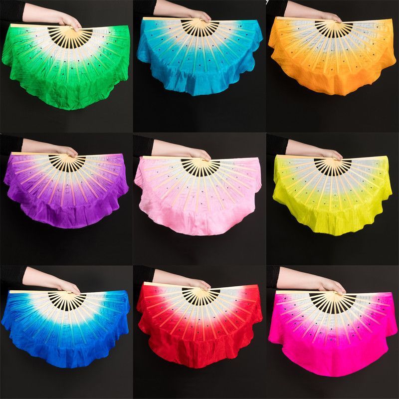 Quạt Khiêu Vũ Lụa Băng Hai Mặt Học Sinh Yangko Quạt Inch Nhảy Múa Mẫu Giáo Học Sinh Tiểu Học Đồng Hồ