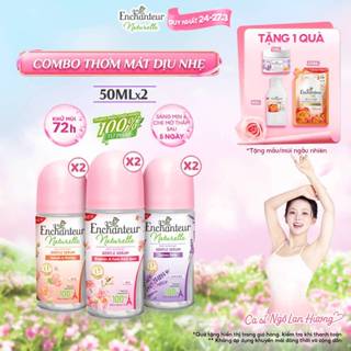 Combo 2 Lăn khử mùi tinh chất Serum Làm Sáng Da và Che Mờ Thâm sau 5 ngày - 100% thiên nhiên dịu nhẹ Enchanteur 50ml