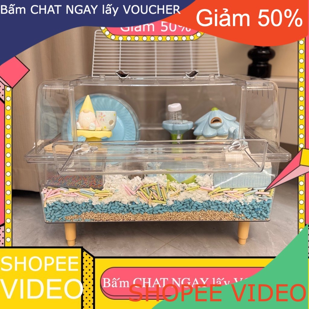 (Lồng mica trong suốt 60cm) Lồng Hamster 60 Acrylic Lồng Hamster Lồng
