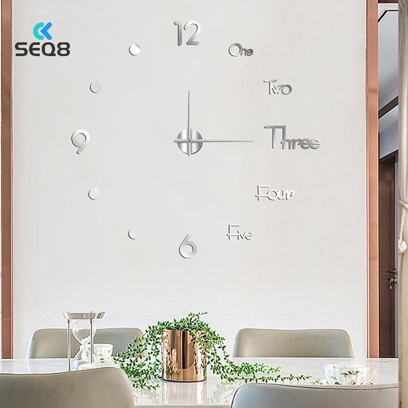 [SEQ8] 1Pc 3D Wall Clo Mirror Wall Stiers Creative DIY Wall Clos Thiết kế hiện đại Tắt tiếng Đồng hồ