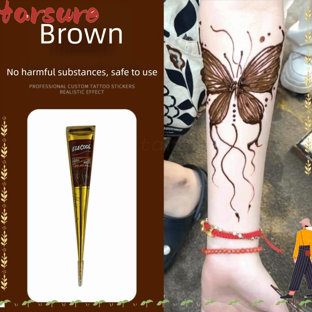 TARSURE Henna Tattoo Cream, Bán vĩnh viễn Dễ sử dụng Henna Paste Cone, Henna Tattoo Cream Màu nâu đe
