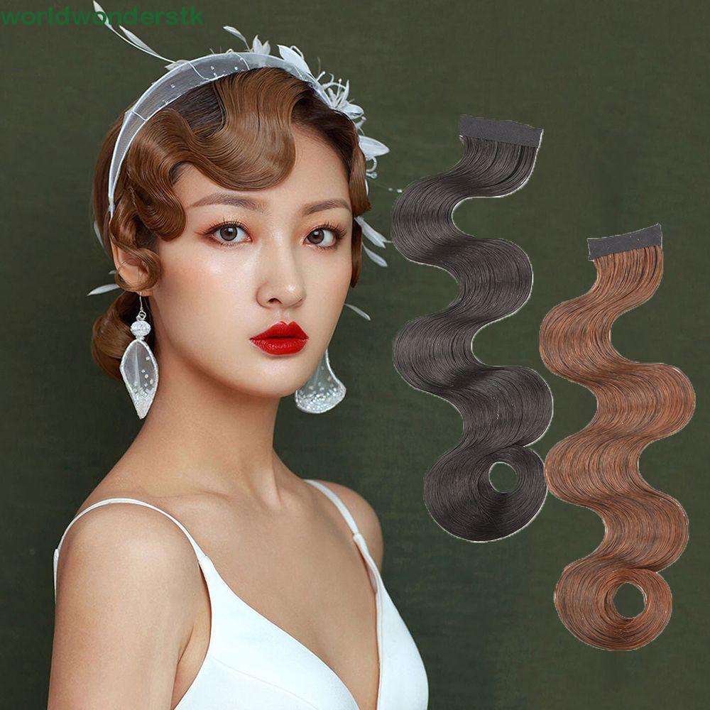 Tóc Nối Sóng Xám Mảnh Retro với Miếng Lưng Ngắn Curl, Phù Hợp cho Style Retro