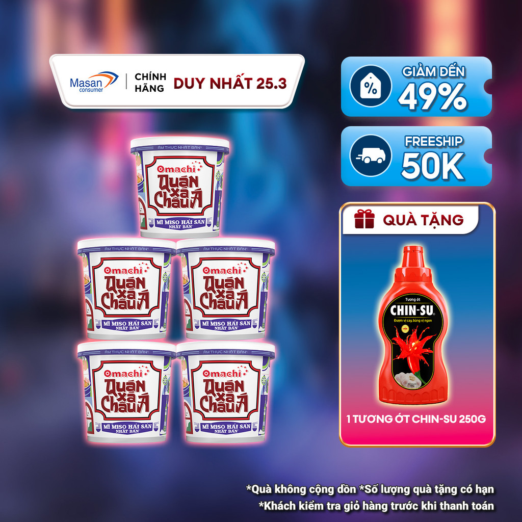 [Chọn món] Combo 5 Hộp Mì Omachi Quán Xá Châu Á