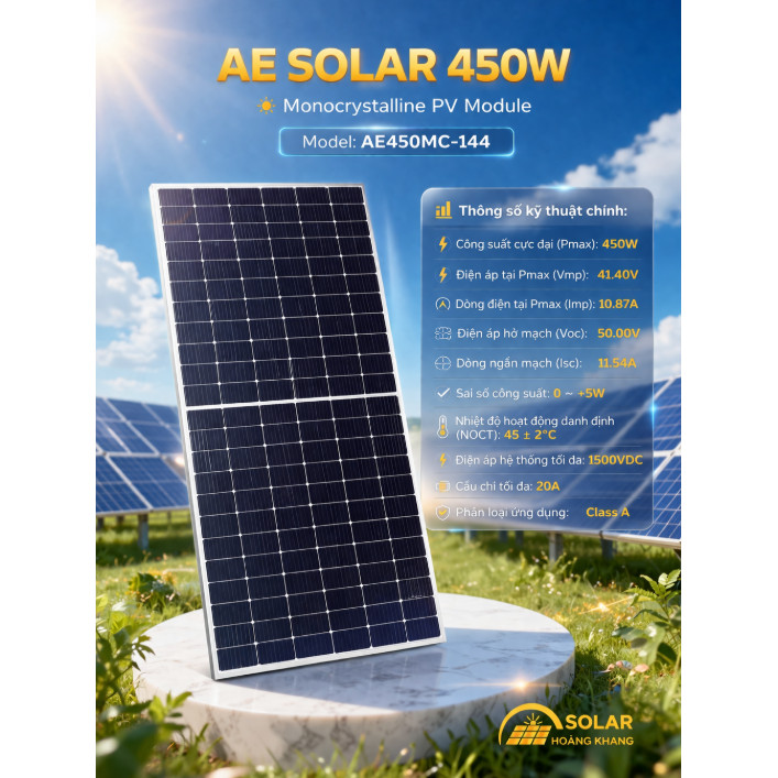 Pin Năng Lượng Mặt Trời AE SOLAR 450W – Mono N-Type – Loại A Chính Hãng- Soyer Tech Phân Phối. AE SO