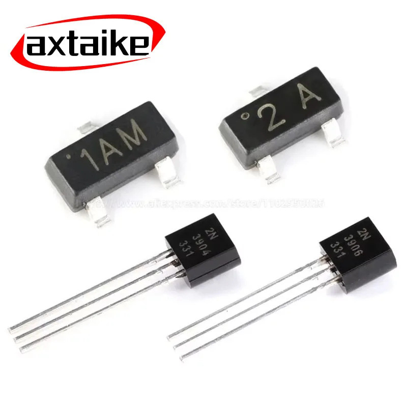 100 CÁI 2N3904 2N3906 TO-92 MMBT3904 1AM MMBT3906 2A SOT-23 NPN PNP 40V 200ma MMBT3904LT1G Transisto