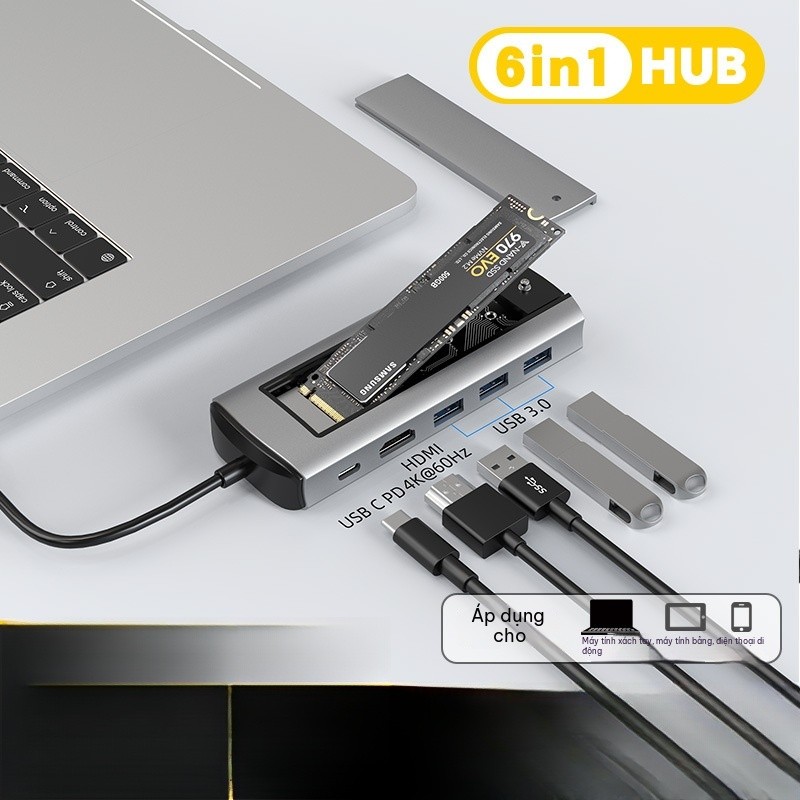 Cổng chuyển đổi Type-C đa năng, hub USB, hộp ổ cứng di động SSD M.2