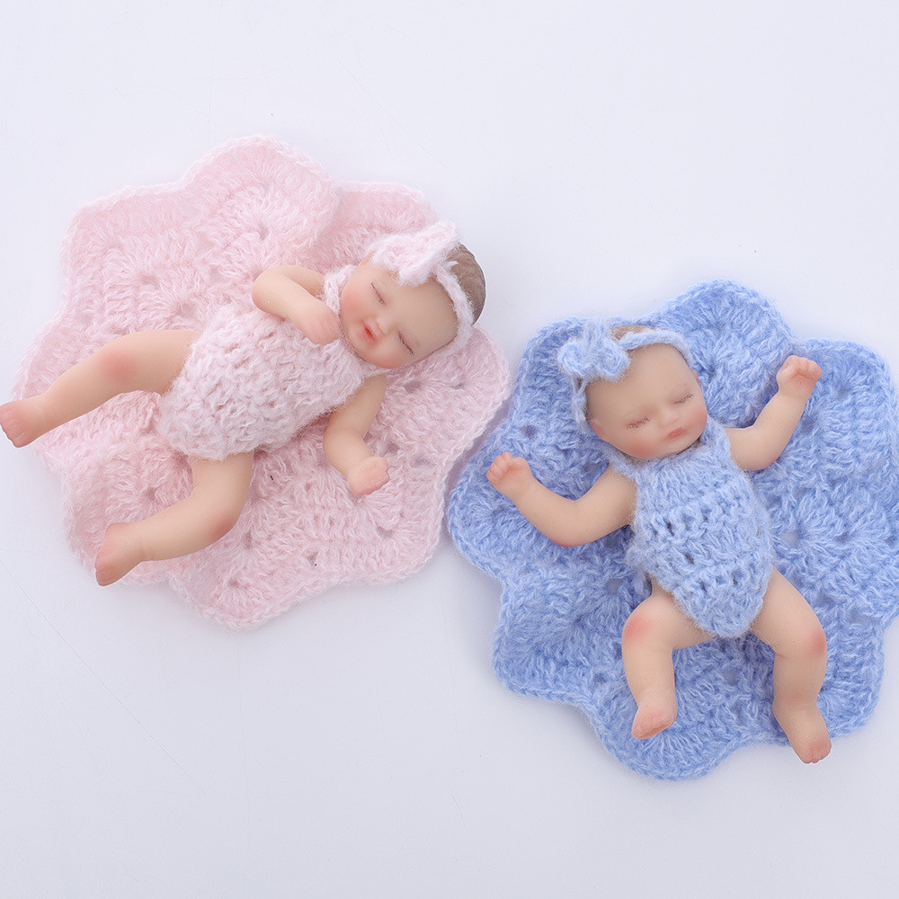 Hàng có sẵn Búp bê silicon 5 inch búp bê tái sinh mềm mại rắn, búp bê silicon đồng hành với da em bé