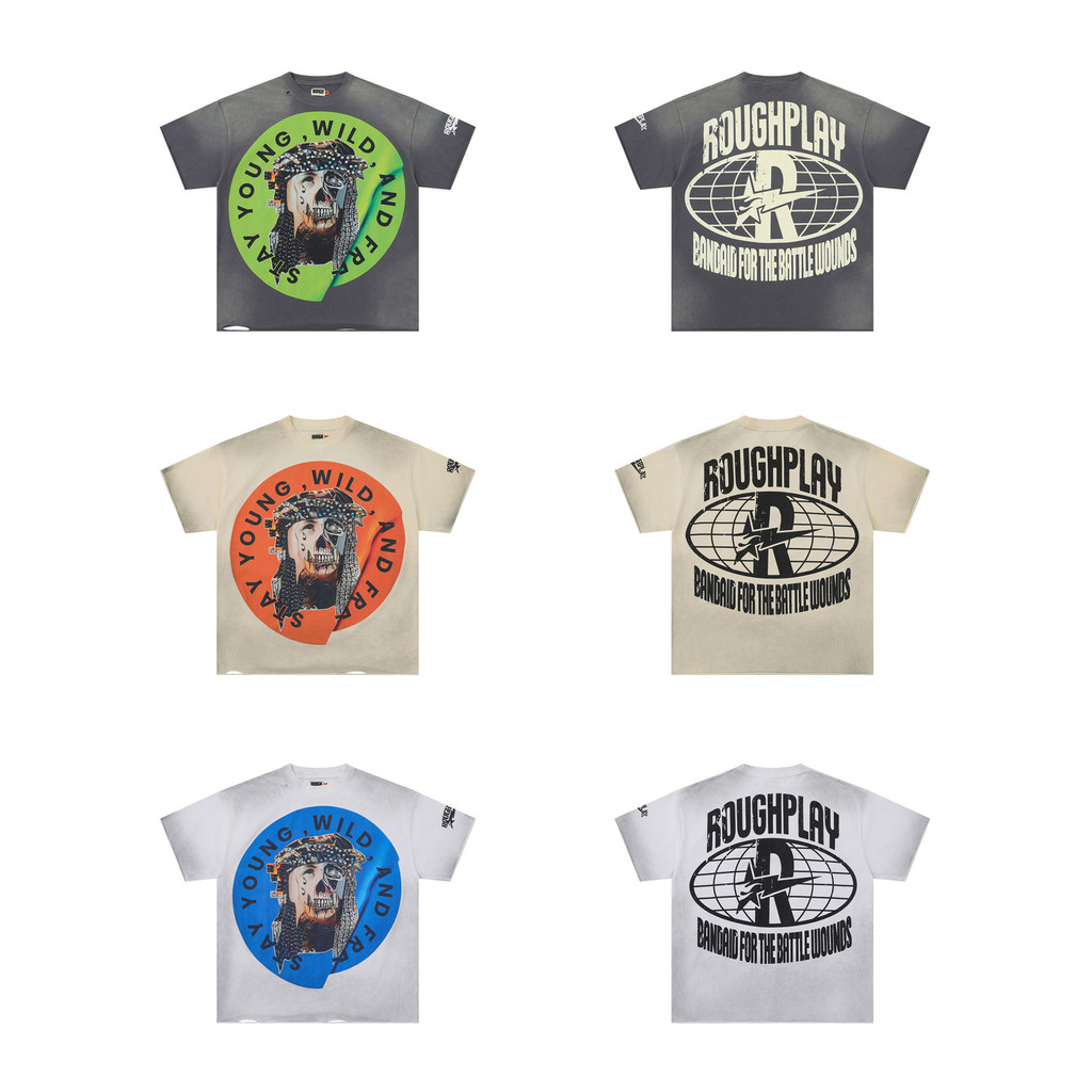 5ZDZ RoughPlay Jesus Piece T-Shirt White ink direct-print rhinestone short-sleeve shirt T T-shirt fo