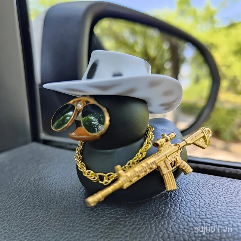 1 Mũ Cao Bồi Vịt Đen Trang Trí Ô Tô Gương Chiếu Hậu Trang Trí UQGX