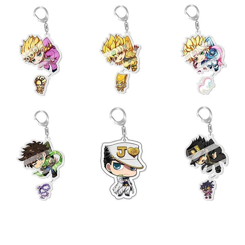 JoJo's Bizarre Adventure Anime Keychain Cute Cartoon Plastic Bag Tag & Baji Keyrings