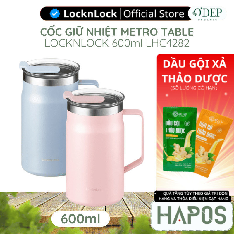 Cốc giữ nhiệt 600ml LocknLock Chính hãng Metro Table Mug LHC4282PIK - HAPOS LBE