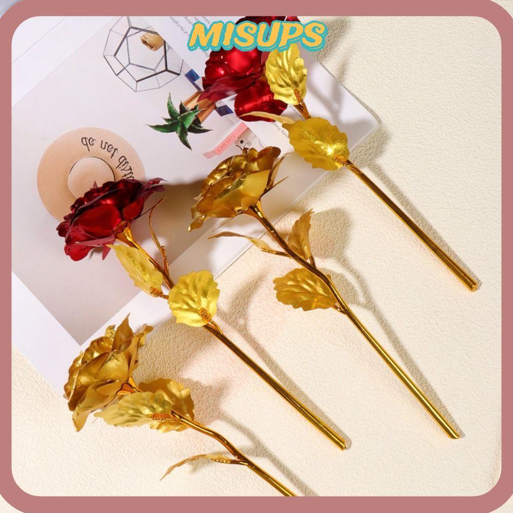 Bó hoa hồng MISUPS, Hoa hồng vàng đỏ tinh tế, Hoa lá vàng bằng nhựa thời trang Hoa hồng nhân tạo Hoa