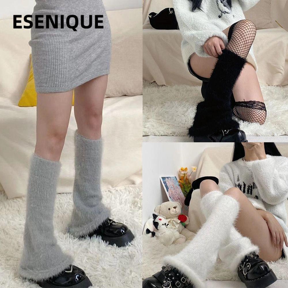 EseNicque Tất Boot Mềm Mại Cho Mùa Đông, Thiết Kế Gothic Punk Với Lông Giả Caо Cổ, Phù Hợp Cho Bé Gá