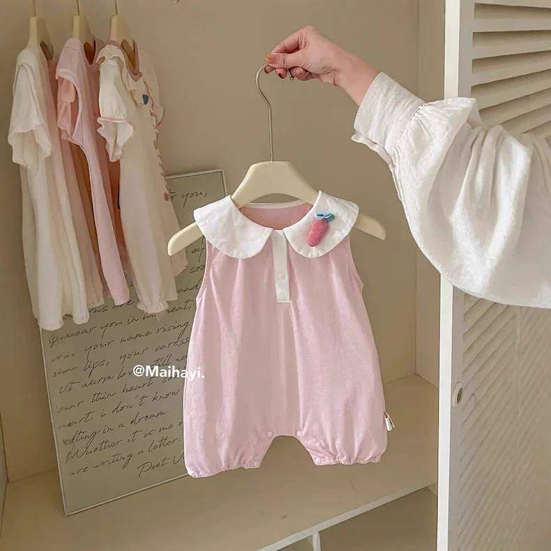 Baby Girl Baby Summer Clothing Thin Onesie Newborn Clothes Baby Girl Jumpsuit ejrt