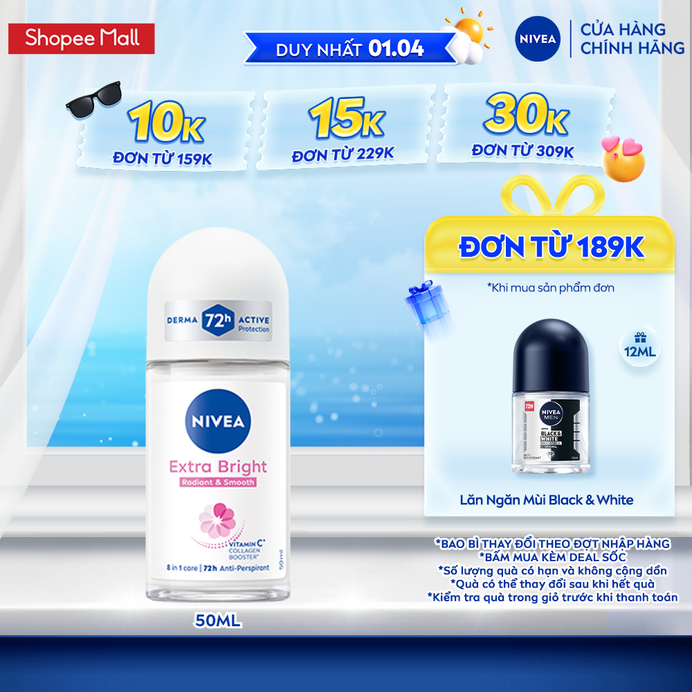 Lăn Ngăn Mùi NIVEA Sáng Mịn Tối Ưu | Giảm Thâm Sạm | Vitamin C (50 ml) - 83747