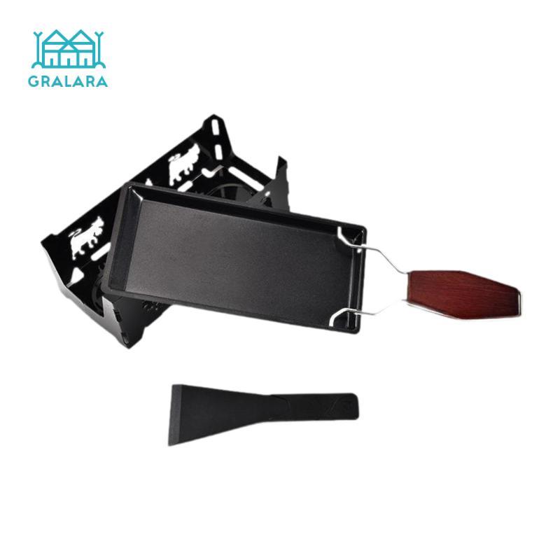 Bộ Raclette Phô Mai Thép Carbon Chống Dính BBQ Có Tay Cầm Thìa Mini Xoay Phô Mai Nướng Khay Di Động