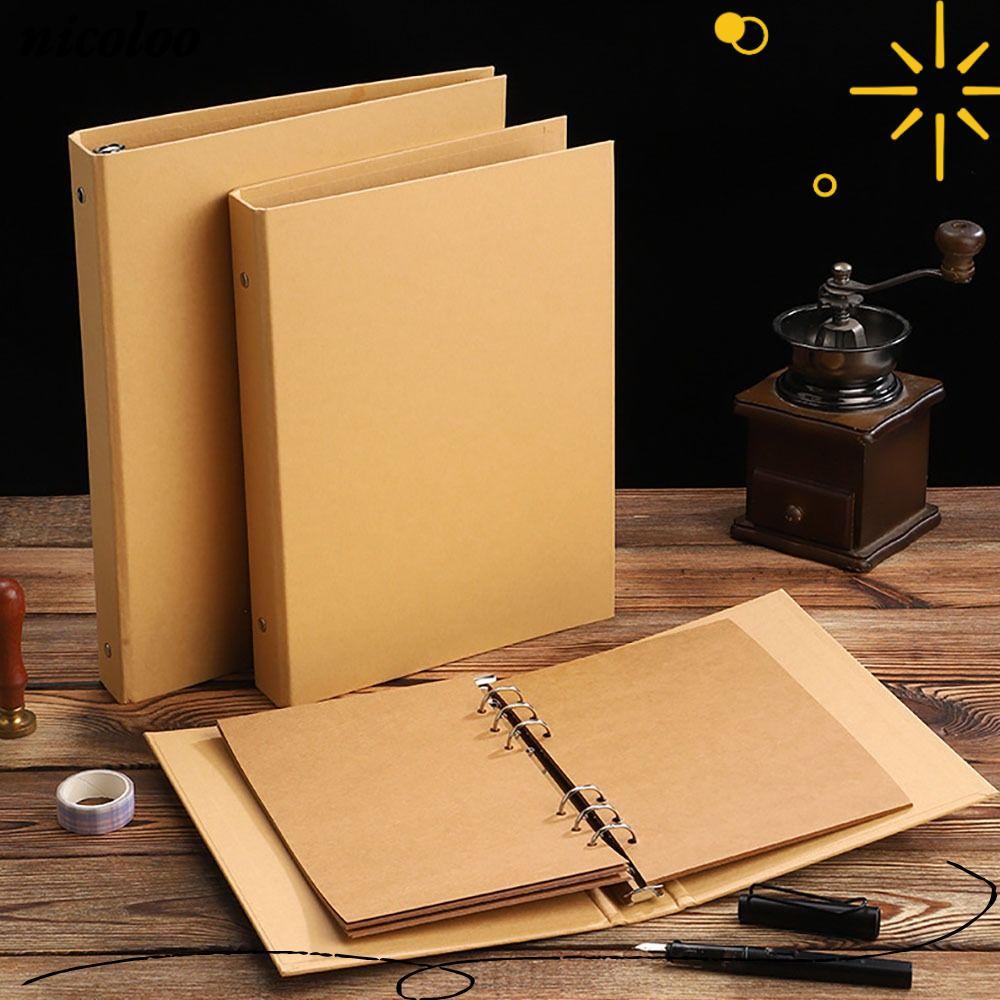 NICOLOO Kraft Paper Binder Cover, A5 B5 A4 Vintage Binder File Clip, Giấy Kraft Perforated Binder Fo