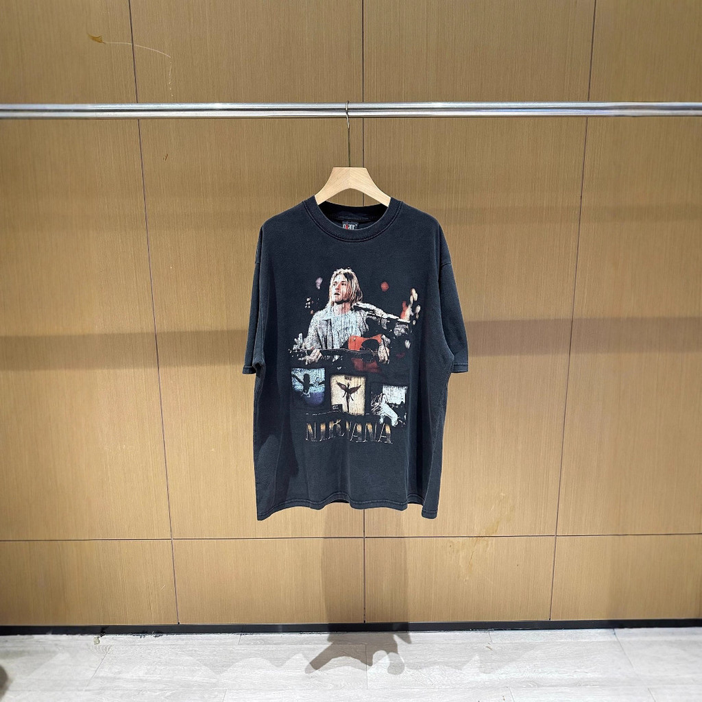 LINF Vintage Nirvana Nirvana Kurt Cobain Merchandise vintage Rock and Roll Short Sleeve Men and Wome