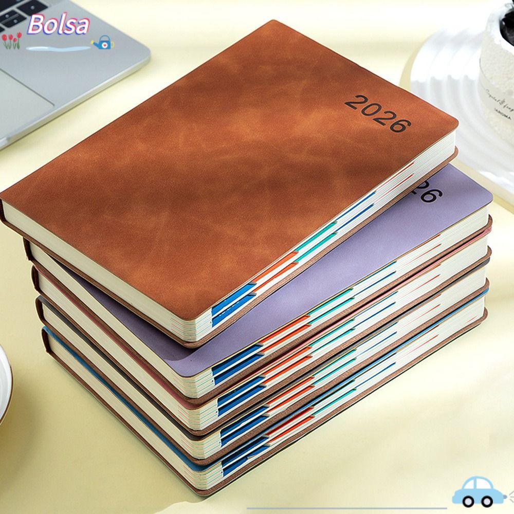 BOLSA Daily Planner, A5 Size 2026 Diary Book, 365 Leather Notebook Office