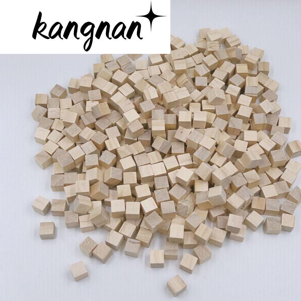 KANGNAN 300 viên Khối gỗ trống tự nhiên, Khối gỗ 1cm màu gỗ, Chất liệu gỗ thông vuông Khối vuông gỗ 
