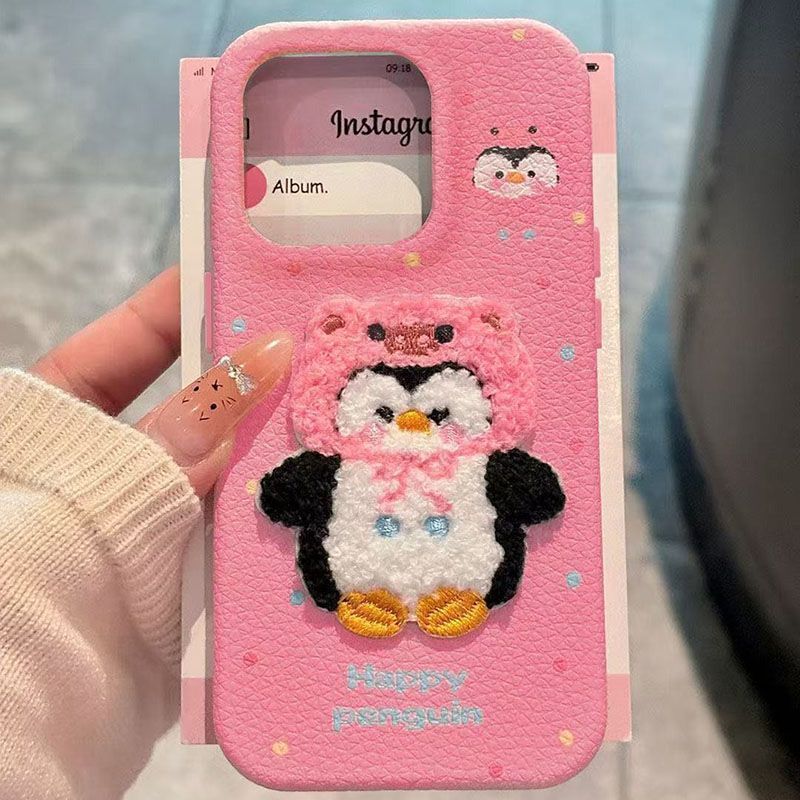 Ốp điện thoại Penguin Apple 13 iPhone16promax14 / 15 Vỏ điện thoại da hạt