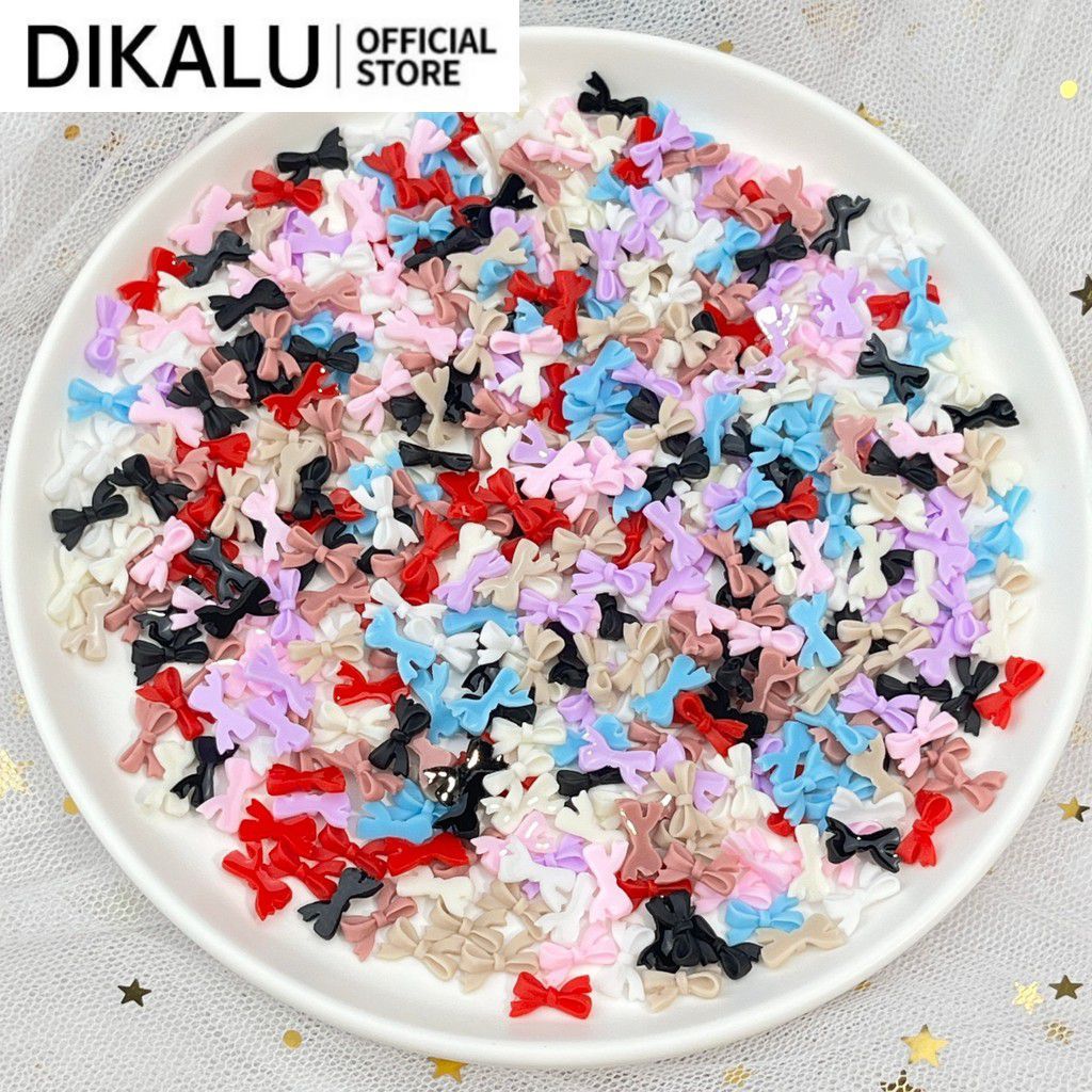 50pcs Nail Art Mini Bow Jewelry Three-dimensional Colorful Ribbon Bow Resin Charm Nail Decoration Ma