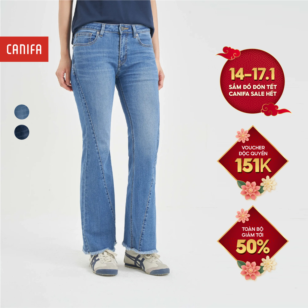 Quần jeans nữ CANIFA quần bò ống loe cạp cao tôn dáng 6BJ24S003