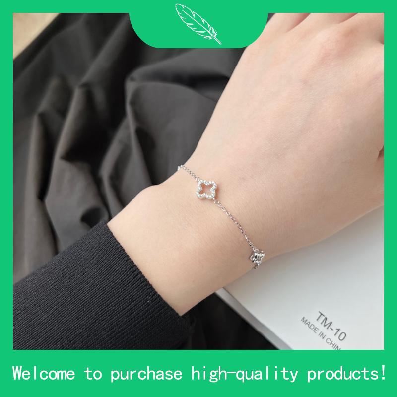 Lắc tay bạc nữ T cỏ bốn lá tam hoa rỗng xinh xắn T JEWELRY LT0339