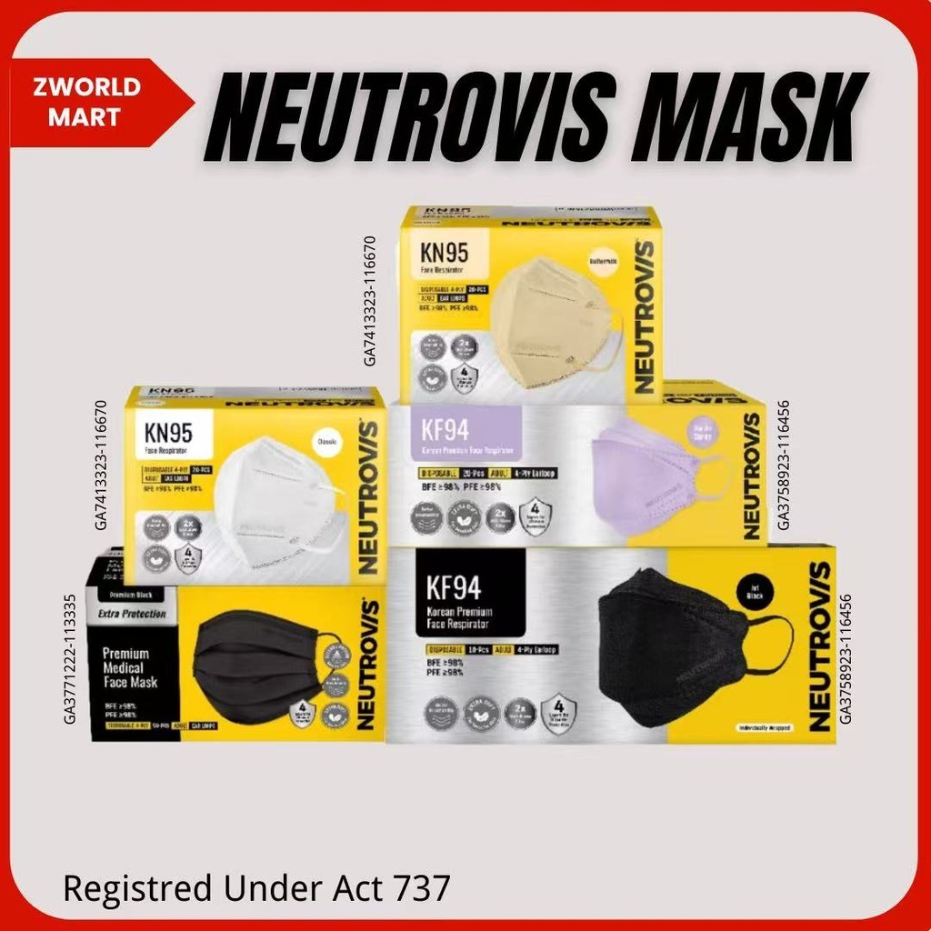 Khẩu trang vòng tai mềm Neutrovis Premium 4ply / KF94 / KN95