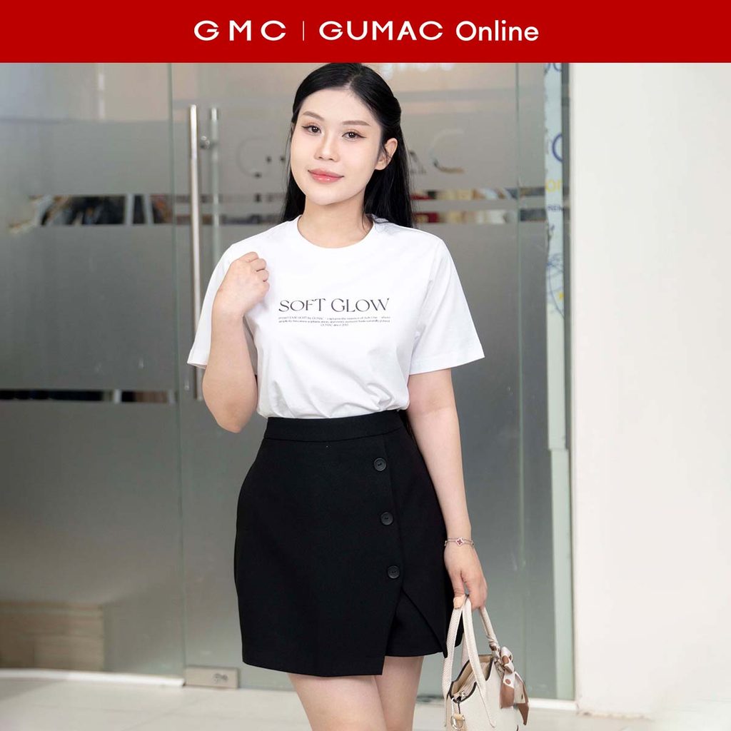 Áo thun nữ phom suông cơ bản art in chữ thời trang GUMAC ATF12027