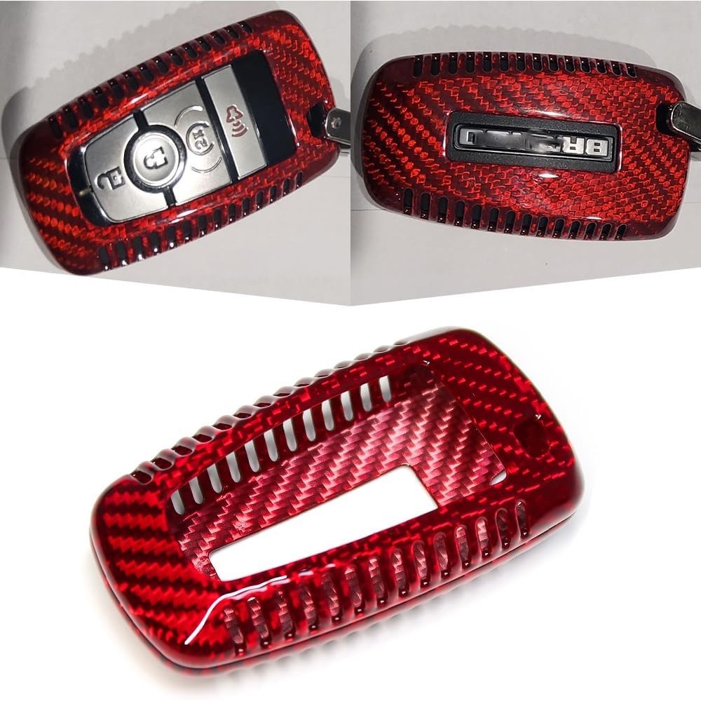 Vỏ bọc chìa khóa bằng sợi Carbon cho Ford F-150 F150 Bronco Raptor R Off-Road 2018 2019 2020 2021 20