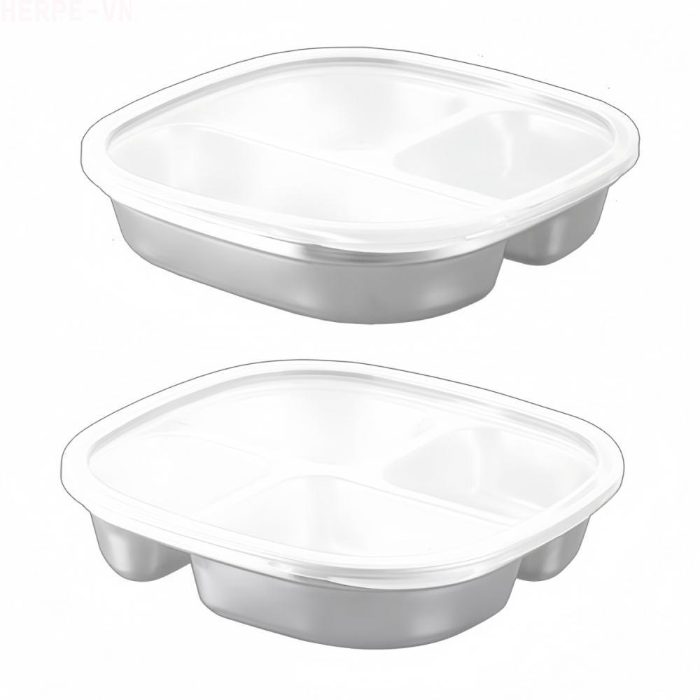 [HERPEVN]4 Compartment Container Balanced Nutrition Dishwasher Safe Lightweight Structure[Ready stoc