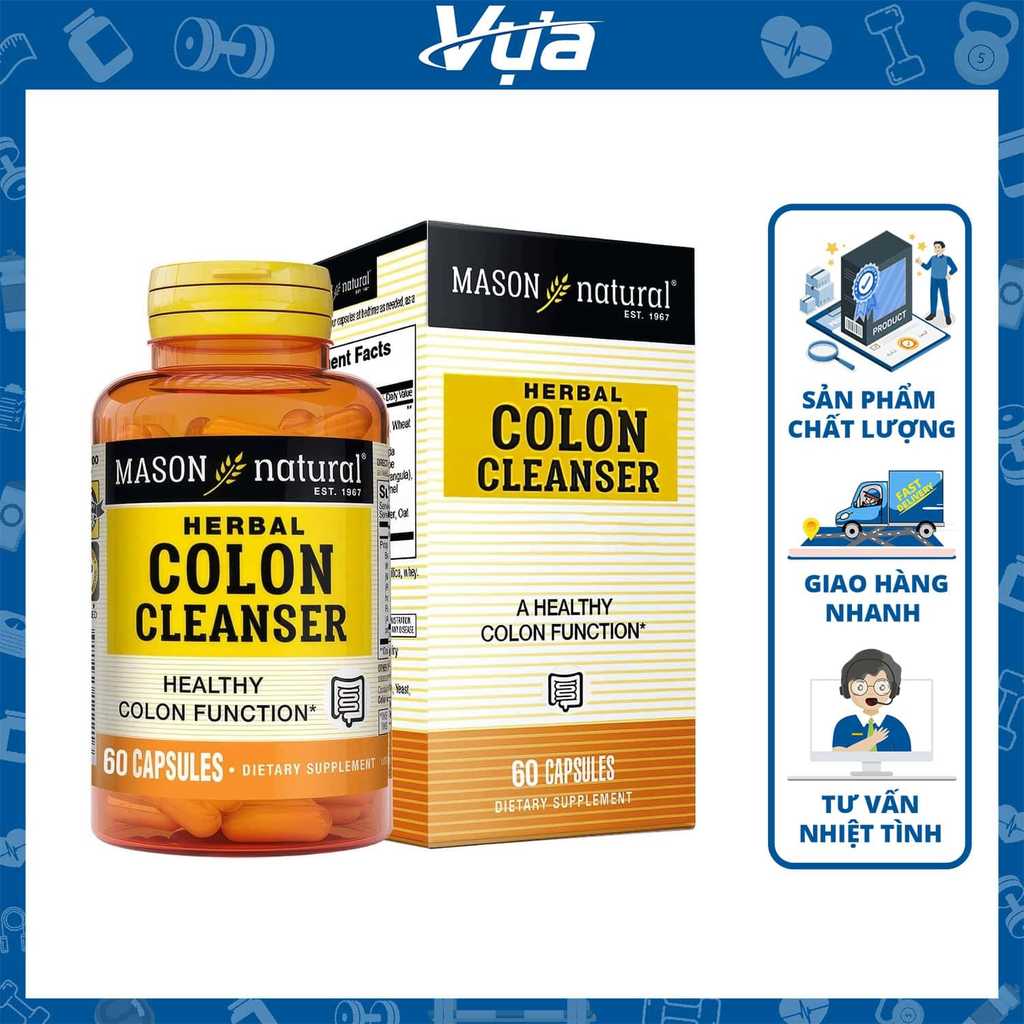 Viên uống Mason - Colon Herbal Cleanser (60 viên) - Hỗ trợ Thanh Lọc Đường Ruột Chính Hãng