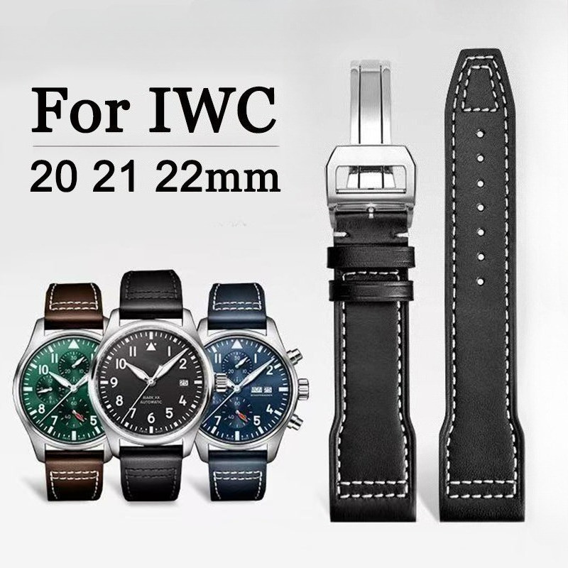 Vintage Top Layer Da Bò Dây Đeo Đồng Hồ Cho IWC PILOT 20 Mm 21 Mm 22 Mm Da Thật Chính Hãng Dây Đeo Đ