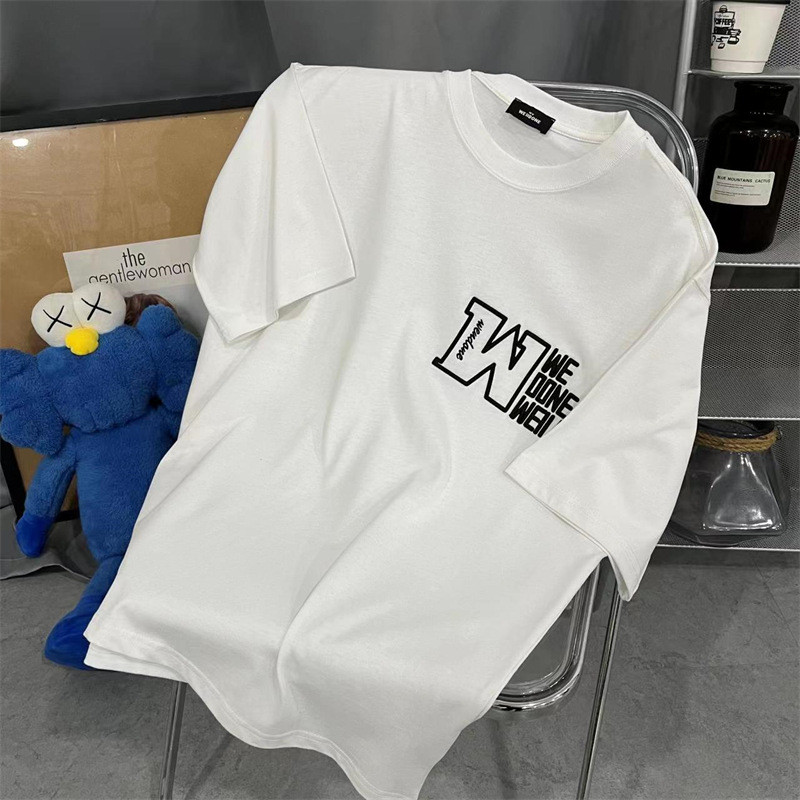 AYE5 welldone Letter Embroidery logo Short-sleeved tops for couples, loose and casual T