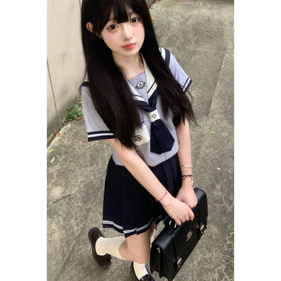 Mùa hè - Đồng phục thủy thủ JK tay ngắn, phong cách preppy