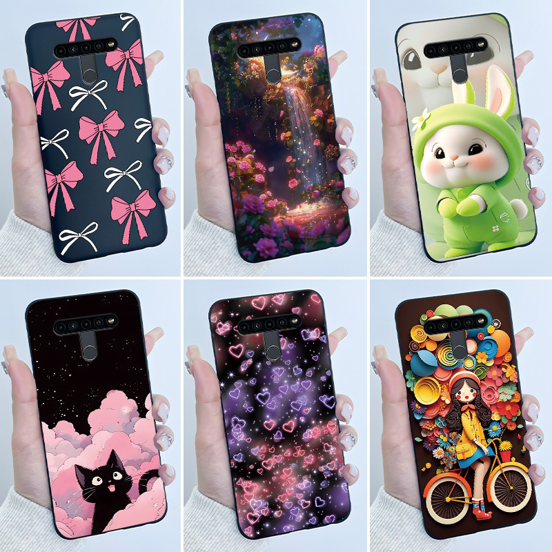 Dành Cho LG K41s Ốp Lưng LM-K410 Sang Trọng Dễ Thương Thỏ Tình Yêu Màu Đen Ngộ nghĩnh Silicon Mềm Ch