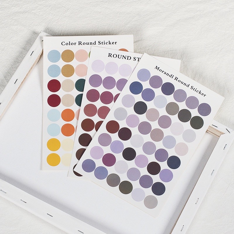 Sticker, nhãn dán hình tròn Morandi trang trí dễ thương vintage morandi 48 cái